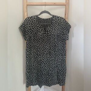 MADEWELL BLACK AND WHITE FLORAL MINI DRESS